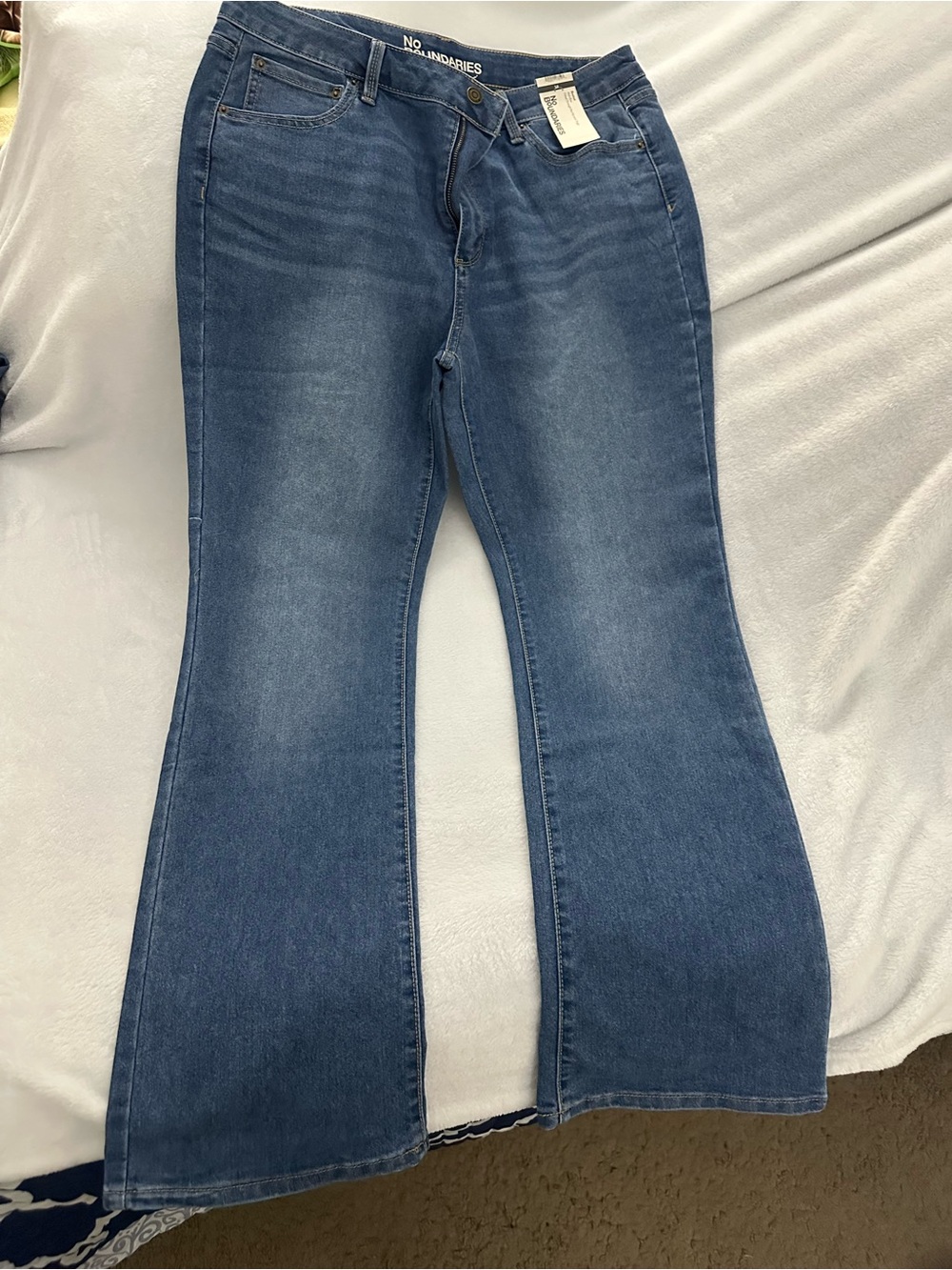 No Boundaries Women's Mid Blue Flare Jeans